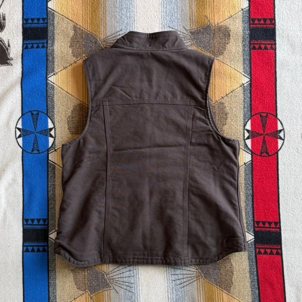 Vintage Women’s Carhartt Sherpa Lined Canvas Vest Size Large Brown 104224-DKB - Picture 2 of 9